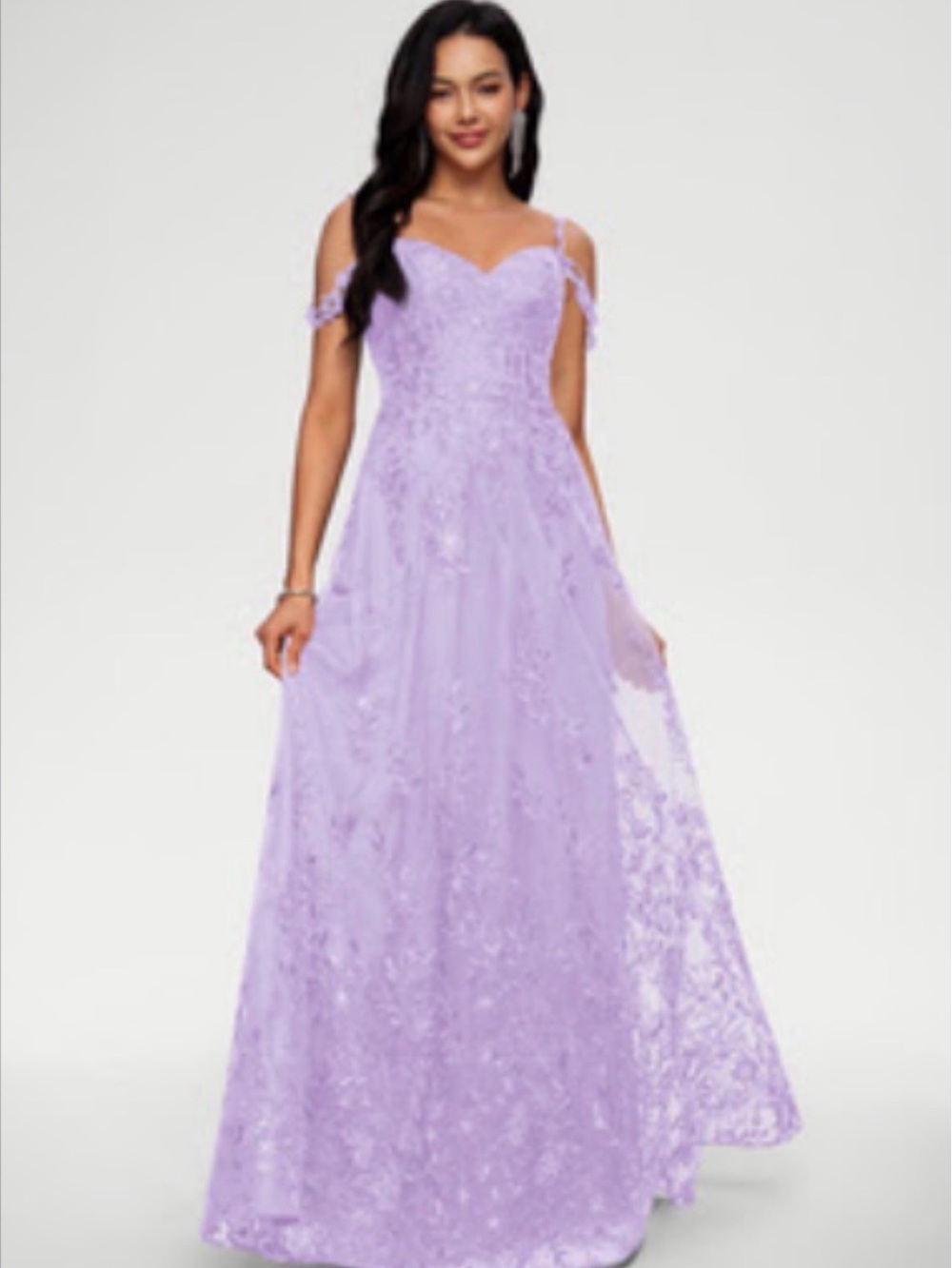 JJs House Lavender Floral Maxi Dress with Spaghetti Straps